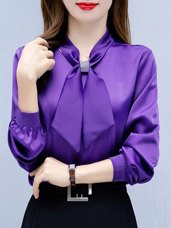 Blusas Mujer De Moda 2023 Блуза с дълъг ръкав Дамска блуза с яка с панделка Шифонена блуза Риза Горнища Дамски блузи Ризи Blusa Camisas F335