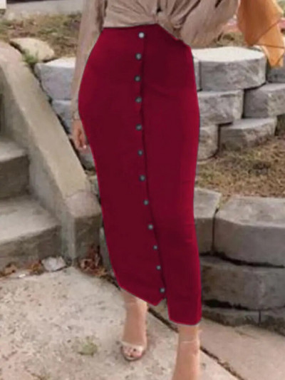 2023 VONDA seksikas pakett puuseelik Elegantne kontori pikad seelikud naiste sügisene kõrge vöökohaga nööbid, ühevärvilised vabaaja õhukesed põhjad