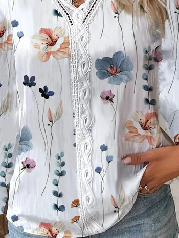 Дамски ризи Есенна мода Елегантен офис дамски топ с дълъг ръкав Бяла дамска блуза с волани Дамско облекло