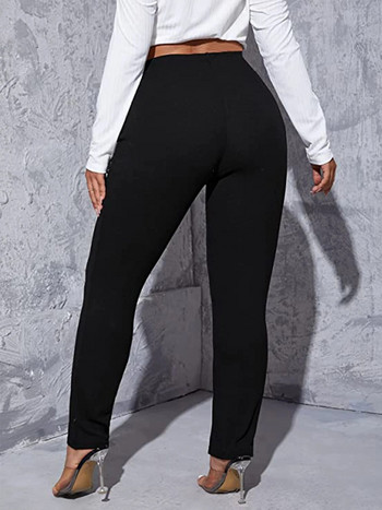 Лято 2023 ново дамско облекло големи размери високоеластичен плътен плътен панталон с елегантен стил и тесни панталони