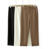 Didelio dydžio 2023 rudens naujos moteriškos europietiško ir amerikietiško stiliaus universalios mados laisvalaikio elastingos juosmens kostiumo kelnės