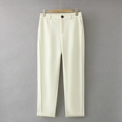 Didelio dydžio 2023 rudens naujos moteriškos europietiško ir amerikietiško stiliaus universalios mados laisvalaikio elastingos juosmens kostiumo kelnės