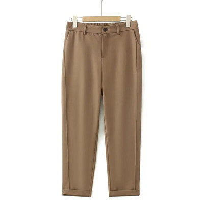 Didelio dydžio 2023 rudens naujos moteriškos europietiško ir amerikietiško stiliaus universalios mados laisvalaikio elastingos juosmens kostiumo kelnės