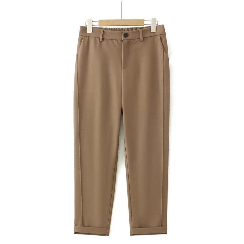 Didelio dydžio 2023 rudens naujos moteriškos europietiško ir amerikietiško stiliaus universalios mados laisvalaikio elastingos juosmens kostiumo kelnės