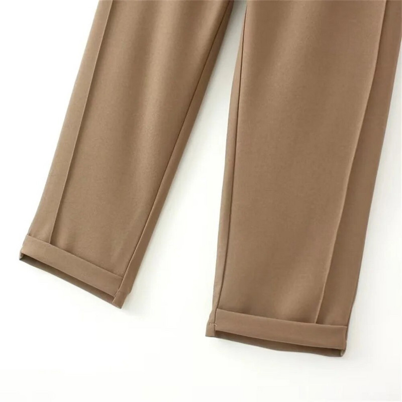 Didelio dydžio 2023 rudens naujos moteriškos europietiško ir amerikietiško stiliaus universalios mados laisvalaikio elastingos juosmens kostiumo kelnės