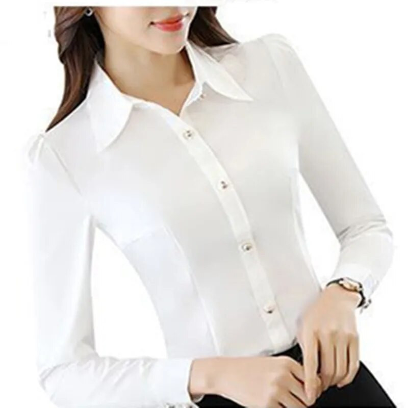 Madingi korėjietiški ploni raudoni biuro marškinėliai rudeniniai moteriški atvartai ilgomis rankovėmis su viena krūtine darbo drabužiai Blusas Elegant Ma'am Top 2XL