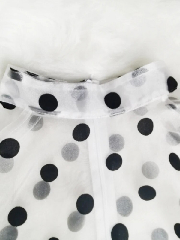 Moteriškos baltos palaidinės Polka Dot Peplum permatomos Seksualios plonos permatomos pusiau platėjančios rankovės, juosmens diržas, viršutiniai marškiniai, madingi mėlyni