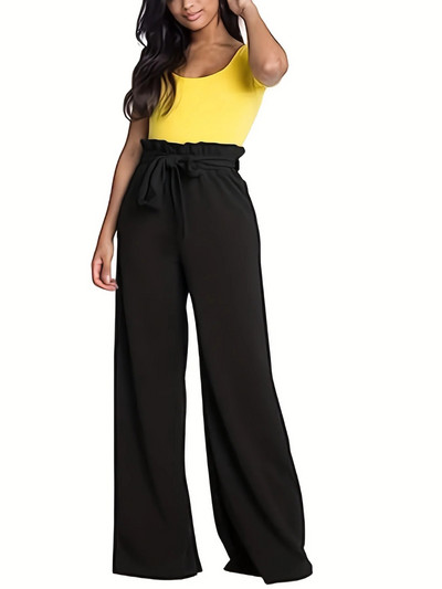 Лято 2023 г. нови дамски големи размери модни модни шнурове дизайн едноцветни моп панталони дълги панталони