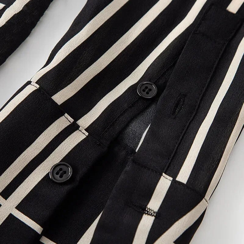 Vasariniai šifoniniai marškinėliai, moteriški užtrauktuku, laisvalaikio mados klasikinė juostelėmis lieknėjanti palaidinė su iškirpte ilgomis rankovėmis