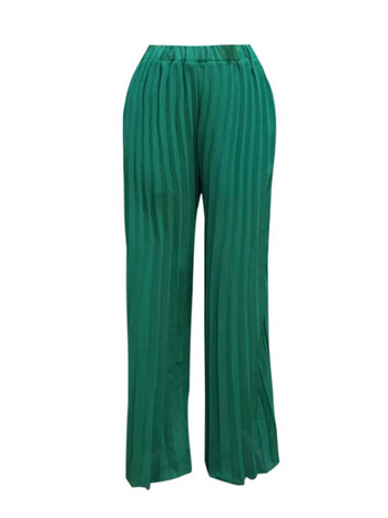 LW Плюс размер Плисирани широки панталони Летни ежедневни еластични панталони с висока талия Дамски модни плътни широки панталони с връзки