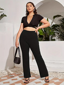 Kevad/suvi uued naiste pluss-suuruses äririietus stiiliga taskumood ekstreemsed vöökohaga puusa ühevärvilised püksid