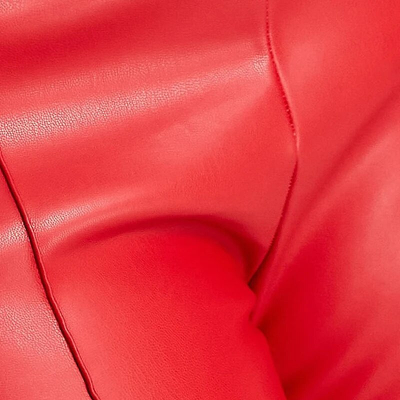 Naised Suures suuruses keskmise vöökohaga nahast pliiatspüksid venivad vabaaja Inglismaa stiilis PU kunstnahast säärised püksid mood õhuke kohandatud