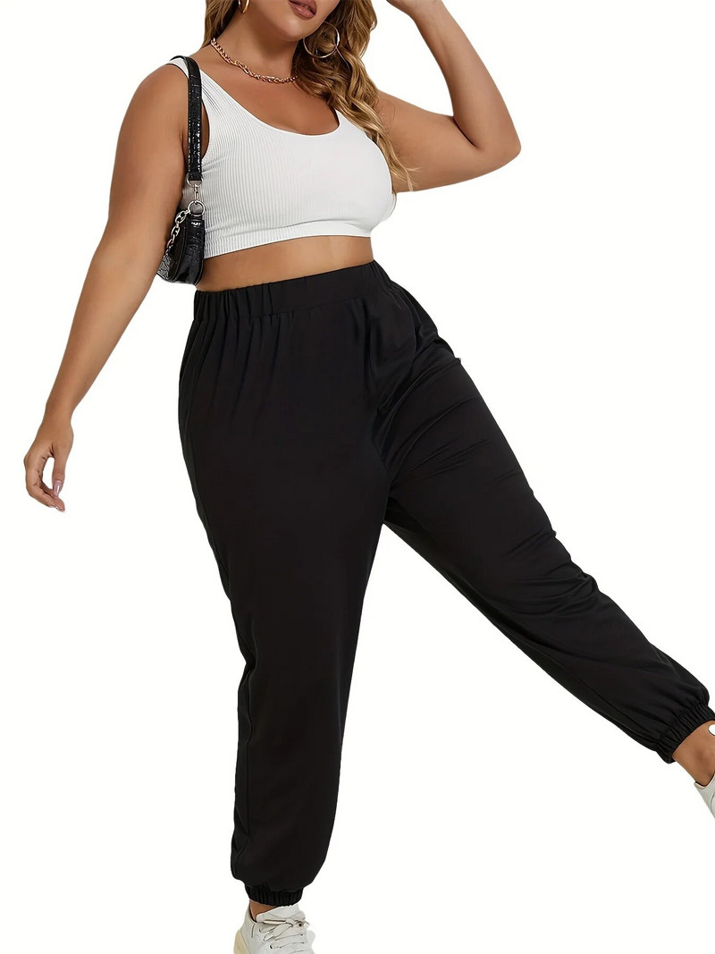 Suvised uued naiste pluss-suuruses silmkoekangast vabaaja stiilis kobara jalaga õhukesed üheksa punktiga püksid