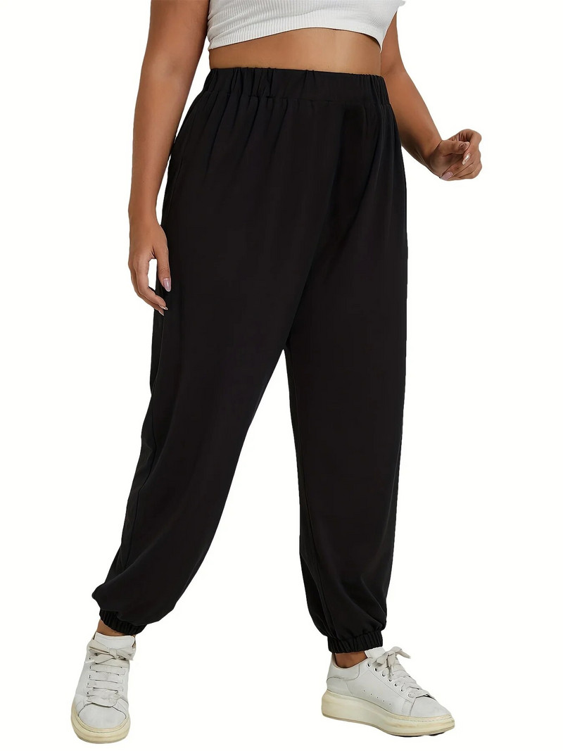 Suvised uued naiste pluss-suuruses silmkoekangast vabaaja stiilis kobara jalaga õhukesed üheksa punktiga püksid