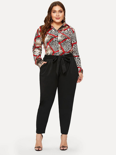 Pavasarį ir vasarą naujos moteriškos plius dydžio britiško stiliaus madingos didelės suvarstomos puošnios suvarstomos prancūziško temperamento kelnės