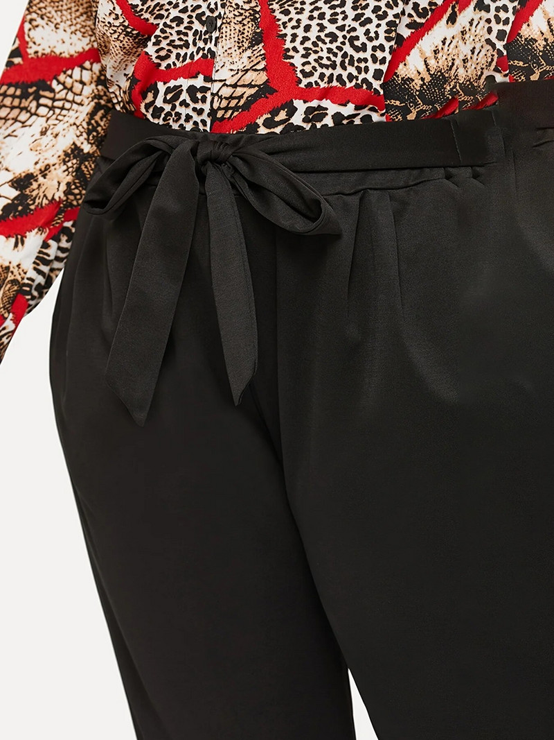 Pavasarį ir vasarą naujos moteriškos plius dydžio britiško stiliaus madingos didelės suvarstomos puošnios suvarstomos prancūziško temperamento kelnės