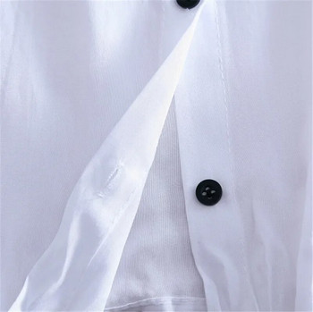 Дамски ризи Бели блузи Кимоно Летен топ Дамски ризи с щампи с букви Ръкав с обърната яка Ежедневна жилетка с принт