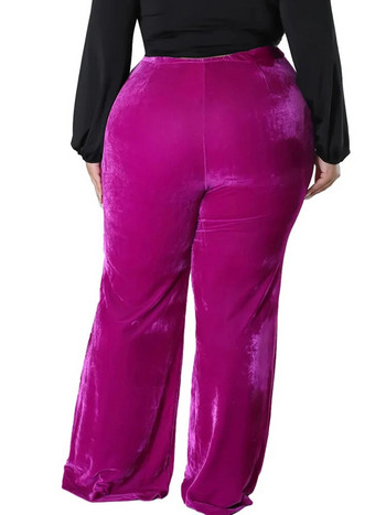 Βελούδινο γυναικείο παντελόνι σε μεγάλο μέγεθος ελαστικό ψηλόμεσο παντελόνι με μακριά λάμψη Φθινοπωρινό χειμωνιάτικη μόδα Μασίφ βελούδο Oversize Γυναικείο παντελόνι γραφείου