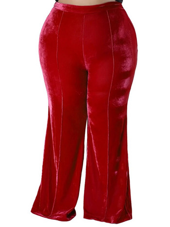 Голям размер кадифени панталони Дамски еластични дълги кльощави панталони с висока талия Есенно-зимни модни плътни велурени извънгабаритни офис дамски панталони