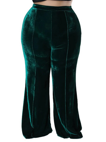 Голям размер кадифени панталони Дамски еластични дълги кльощави панталони с висока талия Есенно-зимни модни плътни велурени извънгабаритни офис дамски панталони