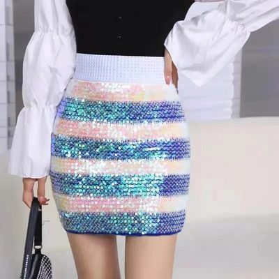 Πάρτι Σέξι κοντή φούστα Γυναικείες φθινοπωρινές χειμερινές παγιέτες φούστες Glitter high-end μόδα κομψότητα ρούχα για γυναικείες μίνι φούστες