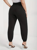 2023. aasta suve uued naiste pluss suuruses Euroopa ja Ameerika stiilis kõrge venivusega kangast nööriga disainiga püksid üheksa punktiga püksid