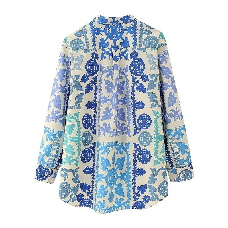 Moteriški laisvi marškiniai su spauda, 2023 m. Nauji drabužiai ilgomis rankovėmis palaidinė Šiuolaikinė moteriška laisvalaikio viršutinė blusa suknelė