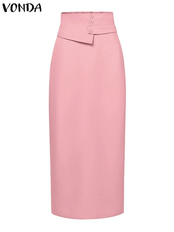 VONDA mados moteriški elegantiški sijonai 2023 m. vasaros laisvalaikio ilgi sijonai Seksualūs aukštu juosmeniu moteriški sagomis vienspalviai biuro apatiniai chalatai