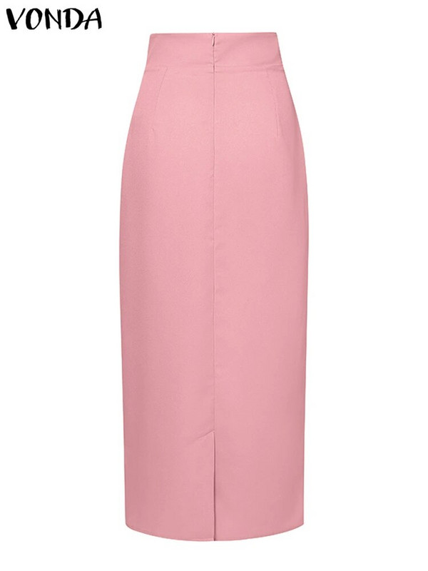 VONDA mados moteriški elegantiški sijonai 2023 m. vasaros laisvalaikio ilgi sijonai Seksualūs aukštu juosmeniu moteriški sagomis vienspalviai biuro apatiniai chalatai