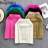 Bugilaku Κορεάτικη Μόδα Bodycon Φούστα Γυναικεία Μονόχρωμη Ψηλόμεση Μίνι Φούστες Γυναικεία Νέα άφιξη Casual Vintage Jupe