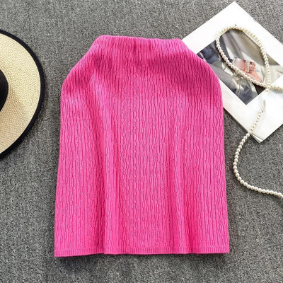 Bugilaku Κορεάτικη Μόδα Bodycon Φούστα Γυναικεία Μονόχρωμη Ψηλόμεση Μίνι Φούστες Γυναικεία Νέα άφιξη Casual Vintage Jupe