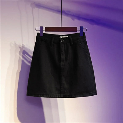 Seksualus moteriškas džinsinis mini sijonas Vasaros mados aukštu juosmeniu korėjietiškas juodas sijonas baltas komplektas klubiniai džinsai Harajuku plius dydžio medvilnė