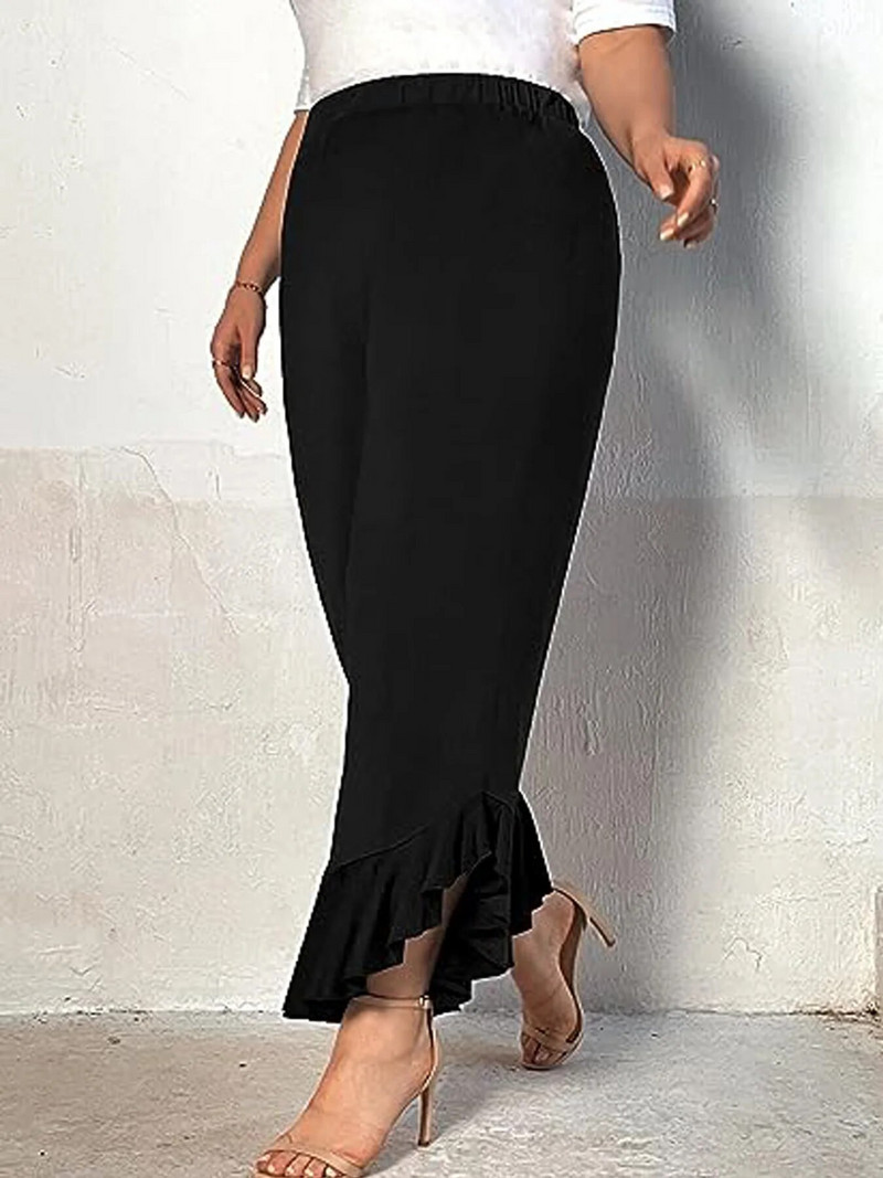 Άνοιξη και καλοκαίρι, νέες γυναικείες μονόχρωμες μονόχρωμες παντελόνια με νεράιδα στο κάτω μέρος του παντελονιού