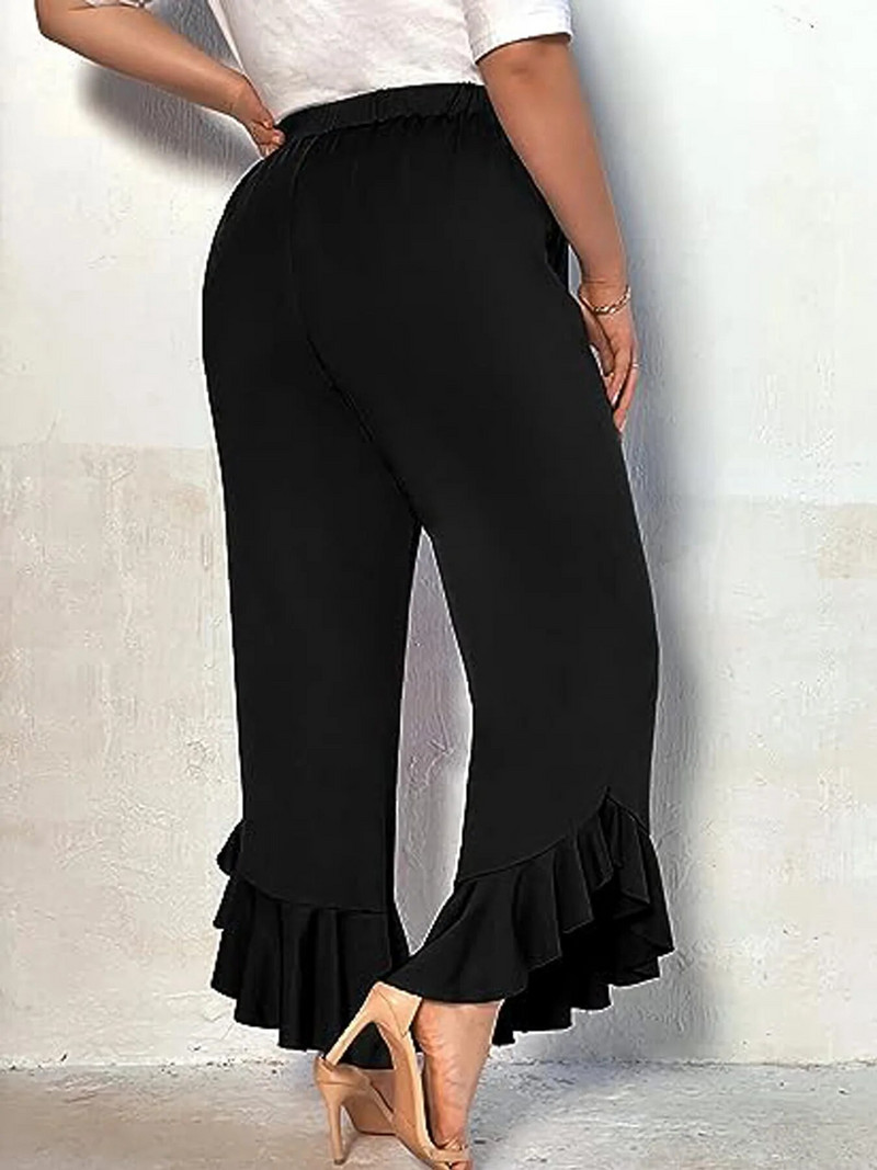 Άνοιξη και καλοκαίρι, νέες γυναικείες μονόχρωμες μονόχρωμες παντελόνια με νεράιδα στο κάτω μέρος του παντελονιού