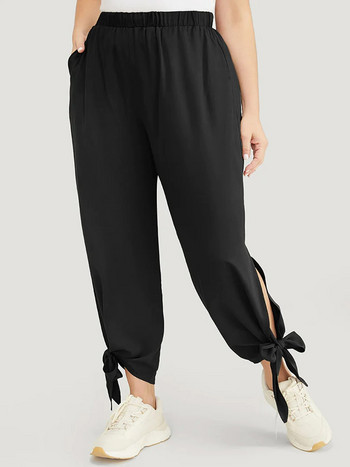 Дамски голям луксозен моден стил панталони с цепки на улицата, дизайн на джобове, панталони за възрастни, панталони с девет точки