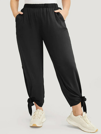 Дамски голям луксозен моден стил панталони с цепки на улицата, дизайн на джобове, панталони за възрастни, панталони с девет точки