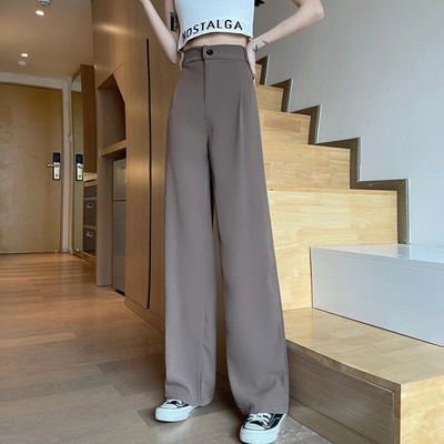 Moteriškos plačios kelnės pavasario vasara laisvalaikio tiesios OL stiliaus laisvi kostiumai kelnės moteriškos solidžios plius dydžio S-4XL ilgos kelnės