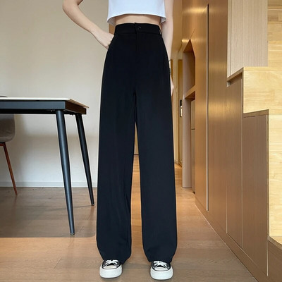 Moteriškos plačios kelnės pavasario vasara laisvalaikio tiesios OL stiliaus laisvi kostiumai kelnės moteriškos solidžios plius dydžio S-4XL ilgos kelnės