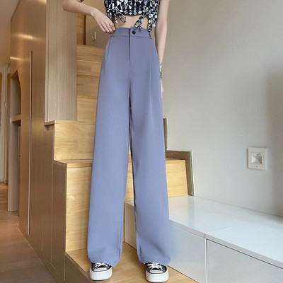 Moteriškos plačios kelnės pavasario vasara laisvalaikio tiesios OL stiliaus laisvi kostiumai kelnės moteriškos solidžios plius dydžio S-4XL ilgos kelnės