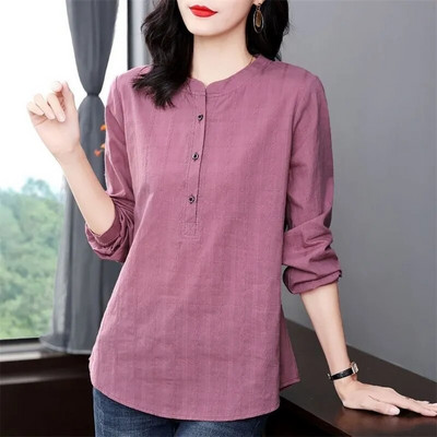 Дамски пролетно-есенни блузи, ризи, дамски ежедневни блузи с дълъг ръкав, яка и дълги ръкави, топове DF4850