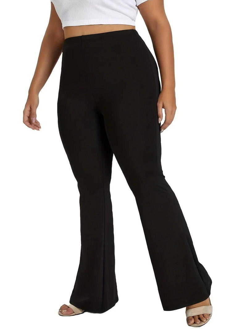 2023. aasta suve uued naiste pluss suuruses Briti stiilis moepüksid, disainiga ühevärvilised laienevad püksid