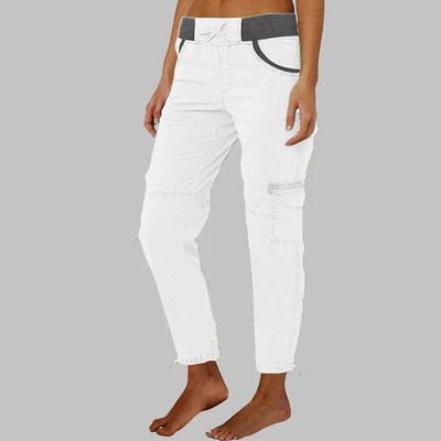 Moteriškos kišenės aukštu juosmeniu siauros kelnės Moteriškos Slim Fit Cargo Combat darbo kelnės apatinės didelio dydžio drabužiai 2023 m.