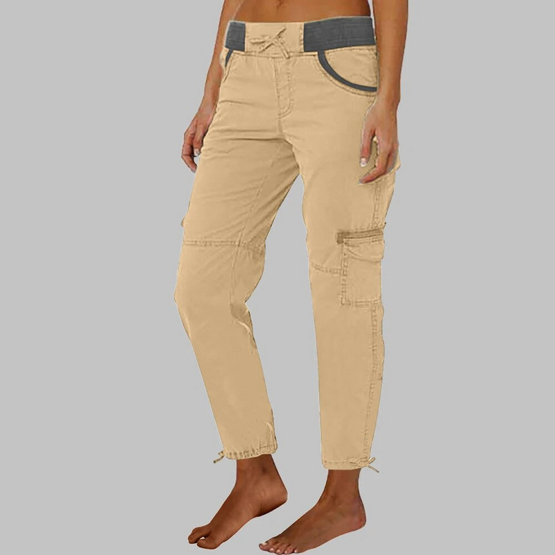 Moteriškos kišenės aukštu juosmeniu siauros kelnės Moteriškos Slim Fit Cargo Combat darbo kelnės apatinės didelio dydžio drabužiai 2023 m.