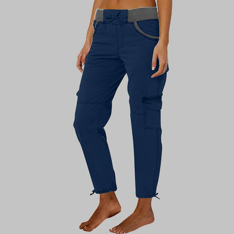 Moteriškos kišenės aukštu juosmeniu siauros kelnės Moteriškos Slim Fit Cargo Combat darbo kelnės apatinės didelio dydžio drabužiai 2023 m.