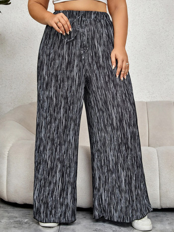 XL-4XL Ψηλόμεσο παντελόνι φαρδύ παντελόνι Φαρδύ και λεπτό παντελόνι, ίσιο παντελόνι tie-dye Plus Size Μακρύ παντελόνι