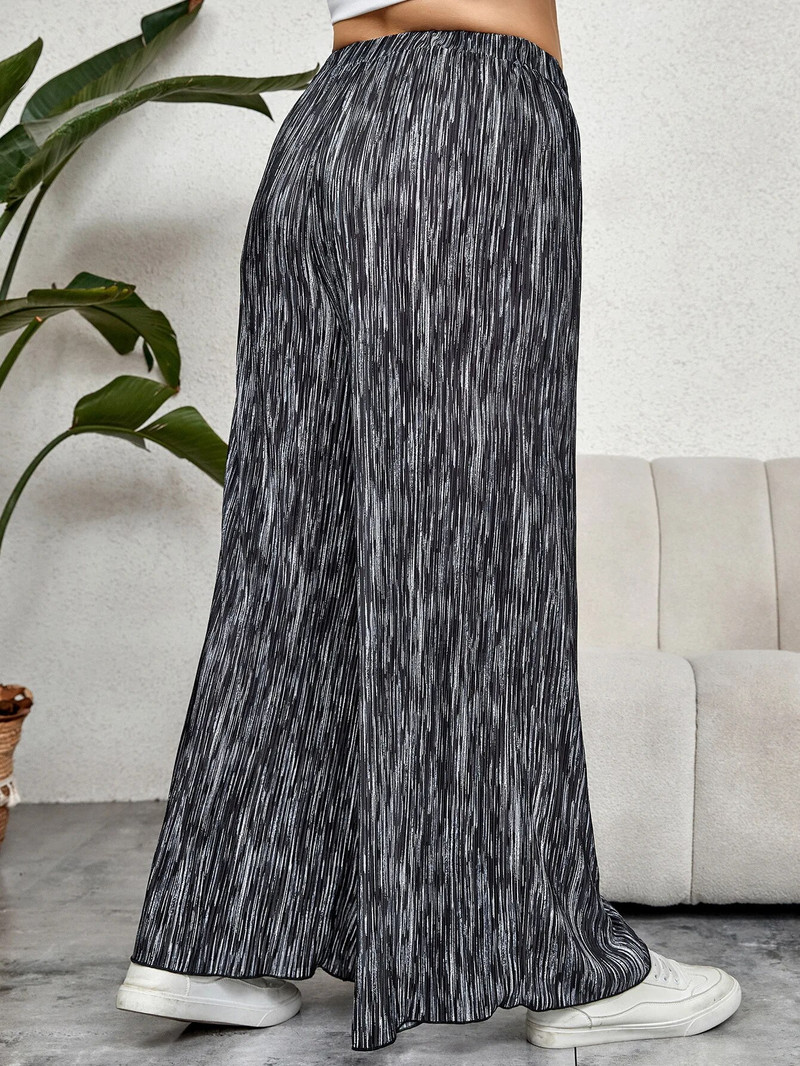 XL-4XL Kõrge vöökohaga püksid laia säärega püksid Avarad ja õhukesed püksid sirge sääre lipsuga Plus Size Pikad püksid