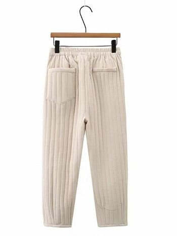 Дамско облекло с голям размер Зимни панталони Панталони с ластик на талията с памук и удебелен междинен слой Удебелени термо панталони 4XL