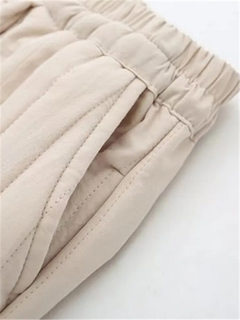 Plus Size Γυναικεία Ρούχα Χειμερινό Παντελόνι Ελαστική Μέση Παντελόνι με Βαμβάκι και Παχύ Ενδιάμεσο Παχύ Παντελόνι Θερμικό 4XL