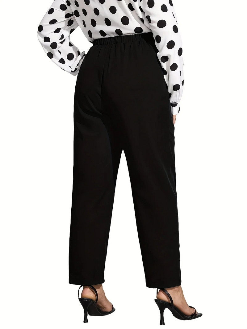 Uued kevadsuvised naiste pluss suuruses tänavastiilis kõrge elastsusega moekujundusega kõrge vöökohaga sirged püksid