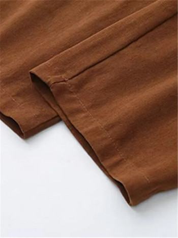 Дамско облекло с голям размер Еластични джобове на талията от двете страни Едноцветни широки панталони без еластични пролетни и есенни панталони